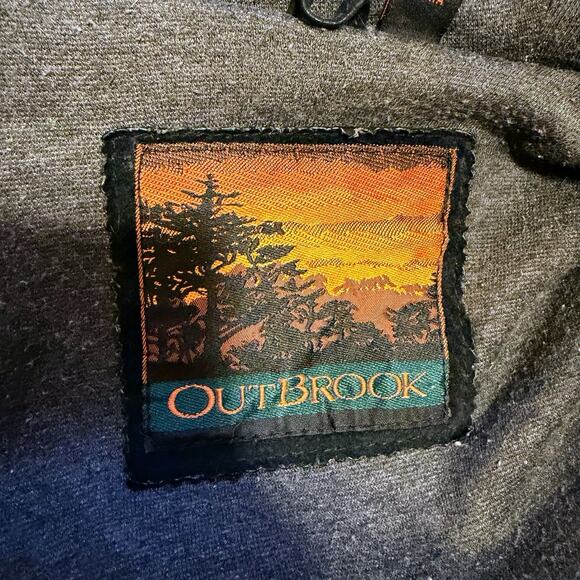 Outbrook VTG Y2K Suede Leather Colorblock Hooded Jacket Women’s L Green Rust - Picture 6 of 8